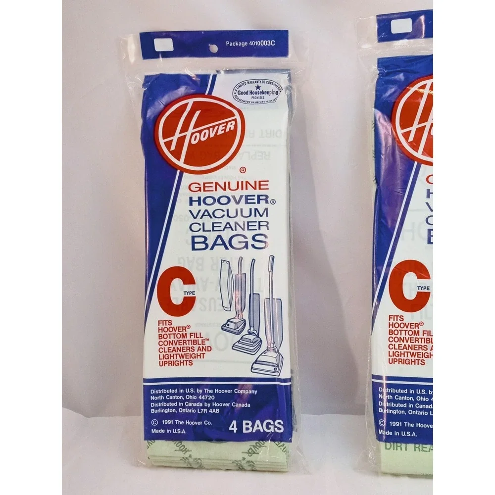 2 - NEW‎ Hoover Type C Upright Vacuum Cleaner Bags 40100003C Genuine OEM 4 PACK